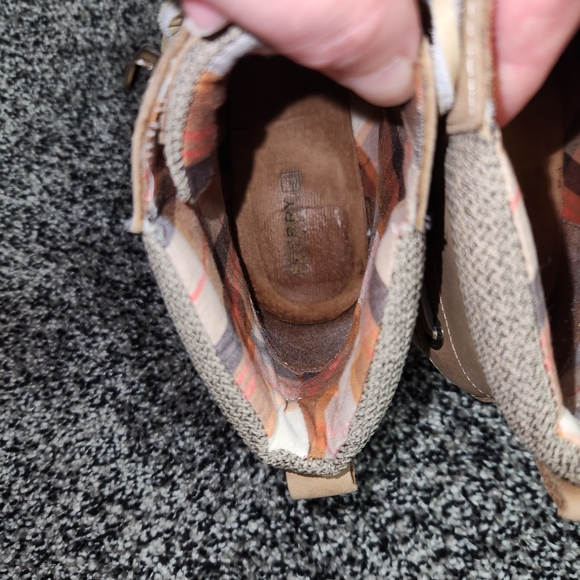 Sperry Top-Sider Wedge Ankle Boots Baily Tan Lace Up Plaid Womens 7.5,Preppy - Picture 10 of 12